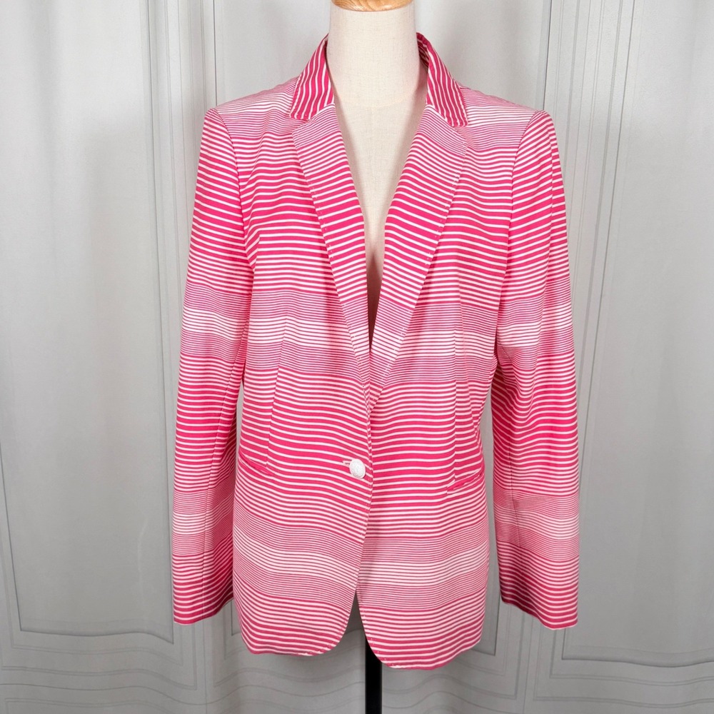 Tommy Hilfiger Pink & White Ombre Striped Blazer Jacket Size 16